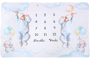 YTVCUHss Baby Monthly Milestone Blanket, Flannel Plush Newborn Infant Photo Blanket, for Pictures Photography for Newborn Boy