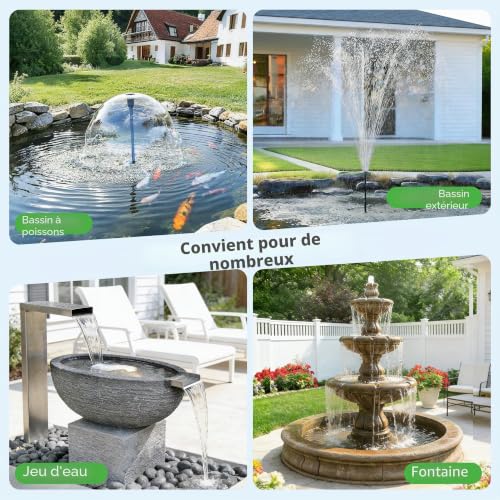 POPOSOAP 120W Solar Pond Pump, Solar Fountain with Adjustable Flow Rate 6000L/H, DC Water Pump, Dual Solar Panel, 3 Nozzles for Garden Ponds, Water Garden