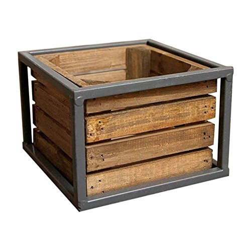 Industrial Crate with Metal Frame, Wood Planter Box, 5.75 ... Industrial Crate with Metal Frame, Wood Planter Box, 5.75 ...