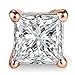 FANTOM Unisex Rose Gold Overlay Solid Silver Princess Cubic Zirconia Square White Cz Stud Earrings.