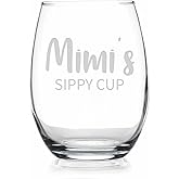 HTDesigns Mimi's Sippy Cup Stemless Wine Glass - Mother's Day Gift Mimi Wine Gift - First Time Mimi New Mimi Gift - Mimi Wine Glass