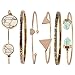 Beauty7 6PCS Love Freedom Power Turquoise Triangle Knot Stackable Open Cuff Bracelet Set Bangle Women