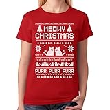 TeeStars - Meowy Christmas Ugly Sweater - Cute Xmas Party Women T-Shirt