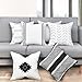 Yastouay Decorative Pillow Covers Set of 6 Modern Pillow Covers Geometric Pillow Covers Simple Strings Pillow Cases Home Decor Cushion Covers for Couch Sofa Bedroom Car (Black White, 18 x 18 Inch)