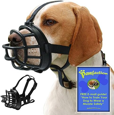 Soft Basket Dog Muzzle with Adjustable Straps, Prevents Barking, Chewing and Biting Allows Panting and Drinking, Secure fit , Black, Free How to Train E-mail Guide for Safety (Size 1 7.5"-2")