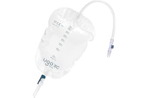 U GO Ugo Leg Bags (x10) – Urine Drainage Bags/Catheter Leg Bags, T Tap or Lever Tap with Soft Fabric Backing and a Natural Leg-Shape Design (Pack of 10) (Ugo 8C - 750ml, Long Tube, Lever Tap)