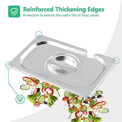 image for Kitma 1/9 Size Stainless Steel Slotted Steam Table Pan Cover, Pan Lids