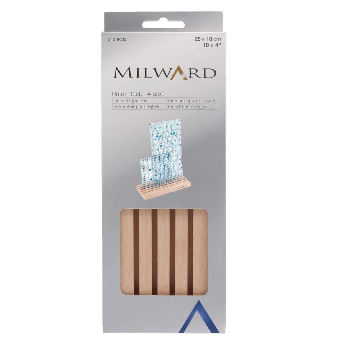 Milward 2159003 Ruler/Template Rack, Beech Wood, 25 x 10cm