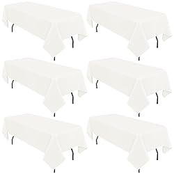 REWOMC 6 Pack Ivory Tablecloths for 6ft Rectangle
