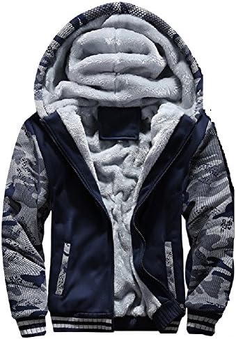 Hanxue Men's Winter Warm Full Zip Eco Sherpa Fleece Hoodie Jackets