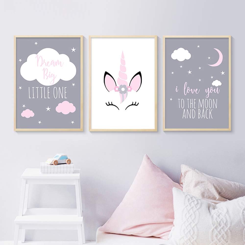Lot De 3 Affiches Chambre Bebe Fille Elephant Citation Etoile Lune Nuage Murale Tableaux Decorations Peinture Sur Toile Baby Shower Cadeau Din A3 Sans Cadre Ameublement Et Decoration Decoration De La Maison