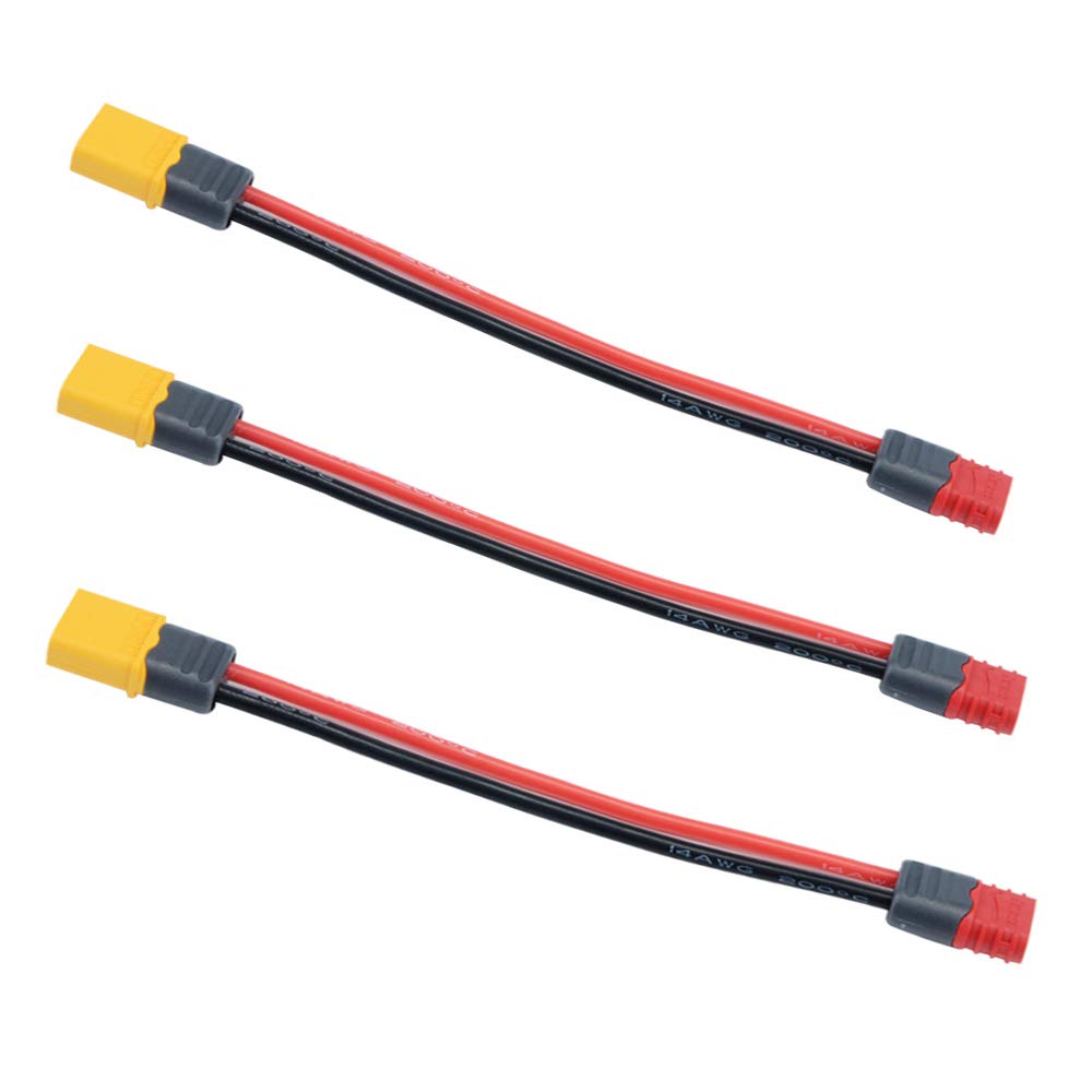 3pcs Amass XT60 XT60H Male to Deans T Female Plug Connector Adapter with 14AWG Silicone Wire for RC Lipo Battery