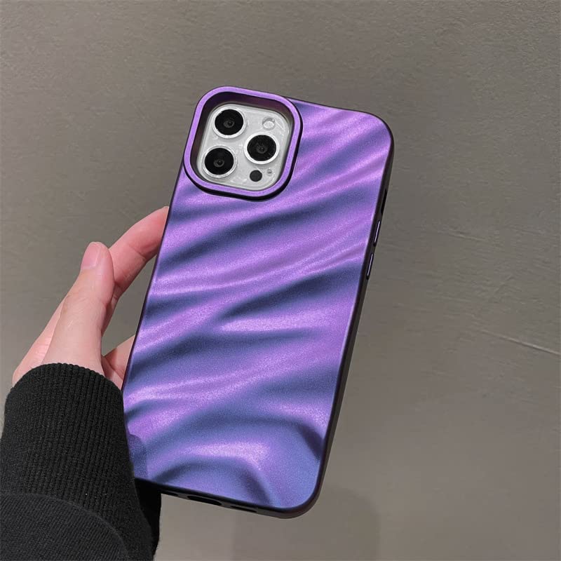 QLTYPRI Compatible with iPhone 13 Pro Max Case, Cute Wave Water Ripple Pattern Case for Girls Women, Slim Glossy Soft Silicone TPU Bumper Shockproof Protective Phone Cover for iPhone 13 Pro Max-Purple