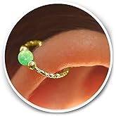 ALOME PIERCINGS Gold Cartilage Hoop Earrings For Women - Thin Tiny 20 Gauge 8mm Green Opal Helix Piercing Jewelry - 14k Gold FIlled Cartilage Earring Hoop - Handmade Helix Ring