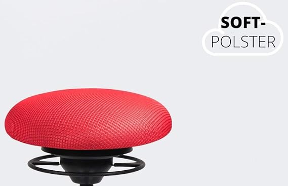 BALIMO OFFICE, Bürohocker, Sitzhocker, ergonomischer Rücken-Trainer, Bezug rot, mit Softpolster