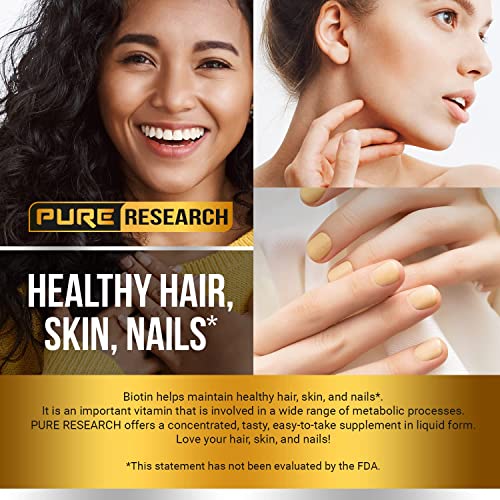 PURE RESEARCH Liquid Biotin & Collagen Hair Growth Drops 50,000mcg