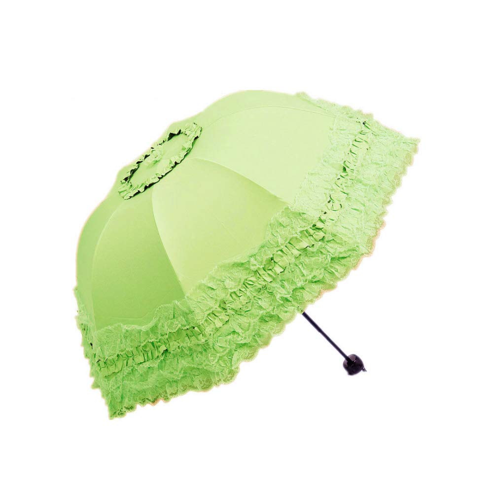 WANLIAN Folding Travel Umbrella UV Resistance Princess Lace Parasol Umbrella For Women Girls sunshades with lace decoration (green) โ image 1