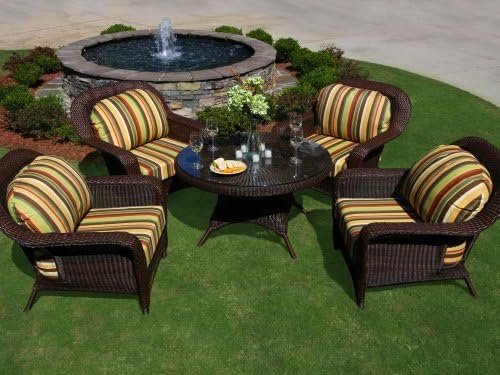 Tortuga Outdoor Garden Patio Lexington 5-Piece Conversation Table Set 4 club chairs, 1 conv. table - Java