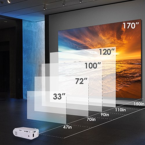 Video Projector ARTSEA, +10% Brighter Than Ordinary LED Projector Home Theater Movie Projector Support 1080P for PC Laptop PS4 XBOX Smartphone iPhone TV Box, with AV HDMI Cable - Thumbnail 3
