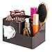 iDesign InterDesign Facial Tissue Cover/Holder and Storage Caddy for Bathroom Vanity Countertops – Dark Brown Boutique Box with Organizer, 21.3 x 15.2 x 13.3 cm, Bronze