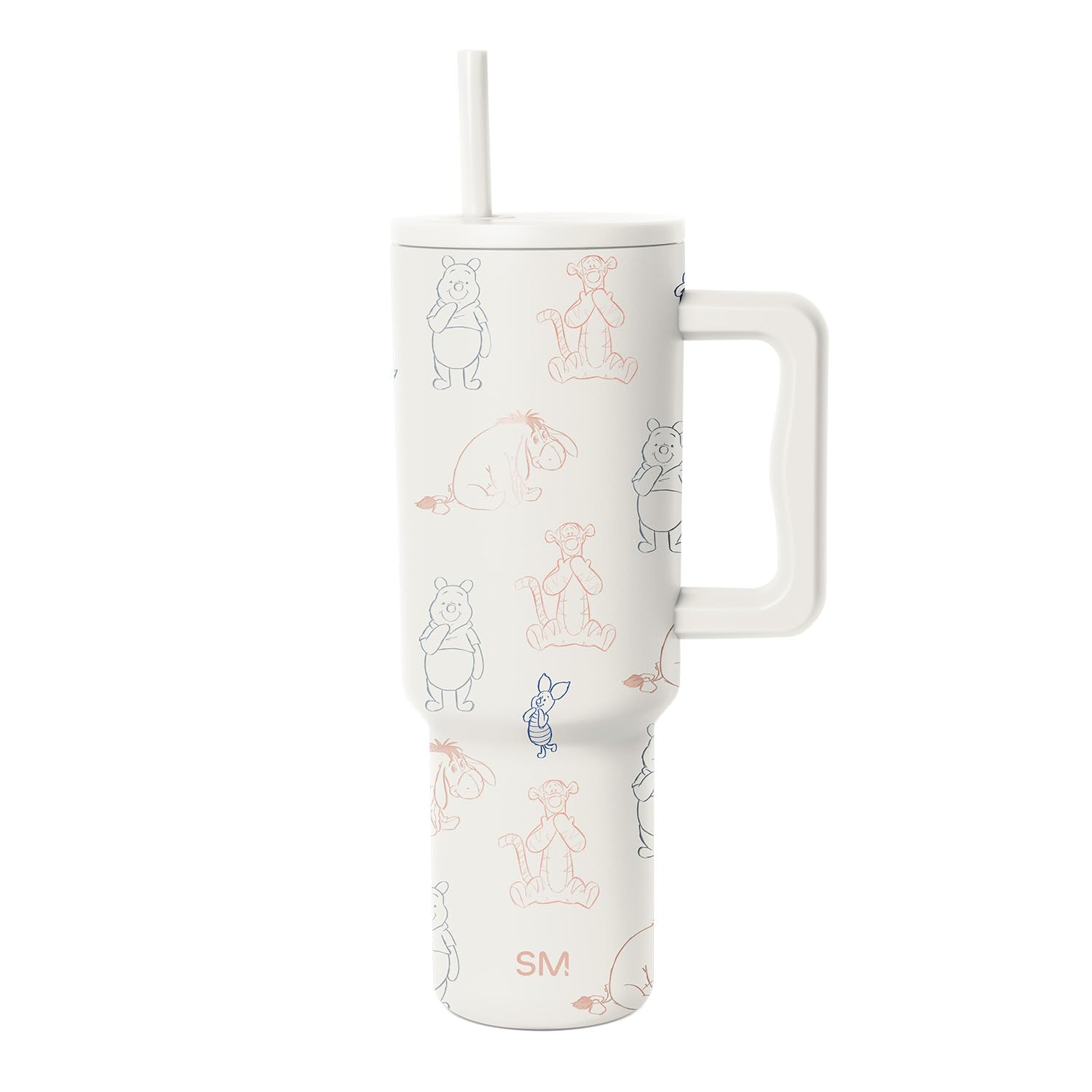 Simple Modern Disney 40 oz Trek Tumbler with Handle and Straw Lid | Cup Holder Friendly Insulated Stainless Steel Travel Mug | Winnie the Pooh Doodles Image
