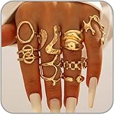 LKingel Chunky Gold Rings for Women Stacking Knuckle Rings Set Open Adjustable Statement Thumb Ring Set Irregular Geometric Ring Fashion Jewelry Gift for Women