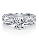 BERRICLE Sterling Silver 3.62 Carat Round Cubic Zirconia CZ Solitaire Womens Engagement Wedding Ring