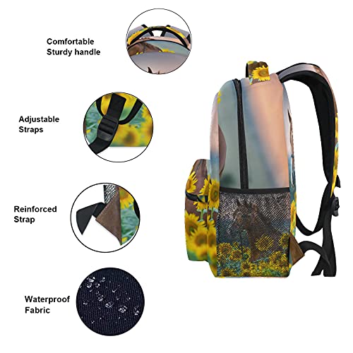 Horse Sunflowers Backpack Girl Backpacks for School Elementary Cute