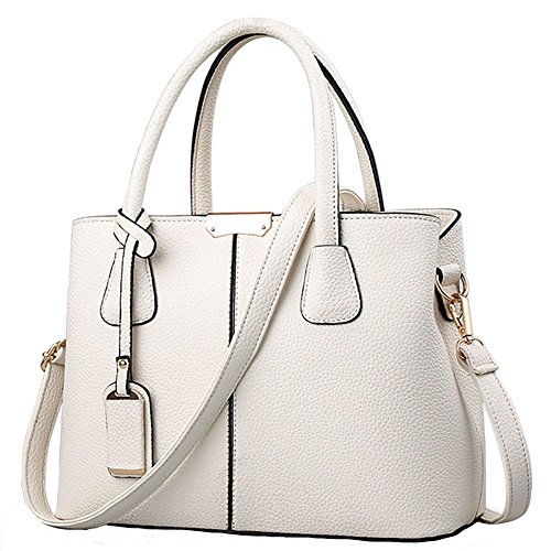 FiveloveTwo Women Classy Shoulder Crpssbody Satchel Handbags Totes Clutch Purse Top-handle PU Leather Bag Beige