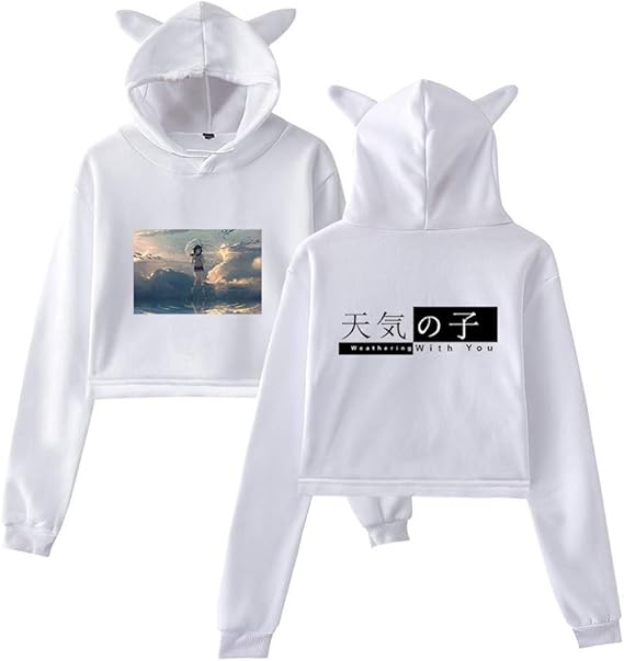 Amazon Co Jp 女性パーカー 天気の子パーカー スウェット プルオーバー おしゃれ 猫耳 ファッション 長袖 パーカー プレゼント ホリデーギフト Weathering With You 人気トップス 猫プリント 服 ファッション小物
