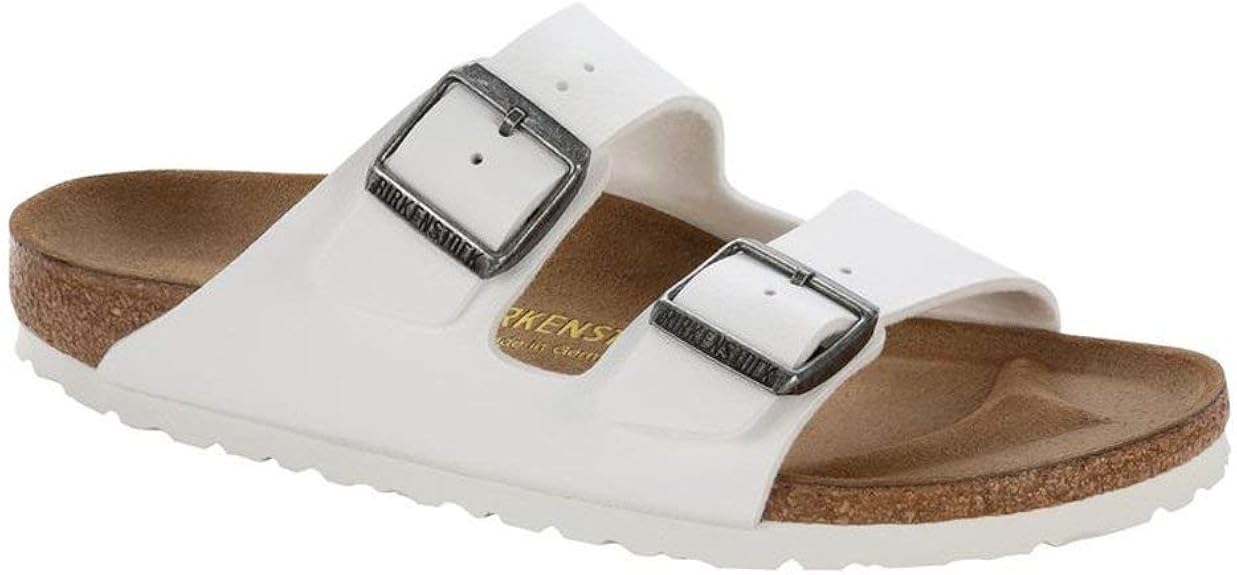 Amazon.com | Birkenstock Arizona Birko-Flor Narrow Sandal - Women's White Birko-Flor, 38.0 | Slides