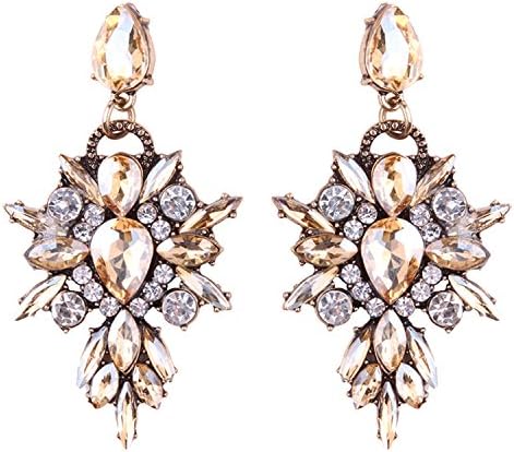 Earings Women Fashion Colorful Flower Big Luxury Pendant Stud Gem Statement Earrings Jewelry Yellow
