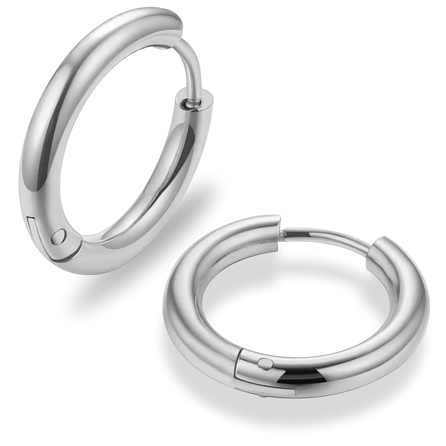 AZARIO London 12 Gauge (2.0MM) - 14MM 316L Surgical Steel Hinged Sleeper Continuous Hoop Earrings Piercing Jewellery — image 1