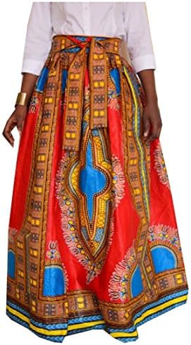 RSunshine Women's Sexy Slim African Print Dashiki With Belt Maxi Skirt AS1 XS