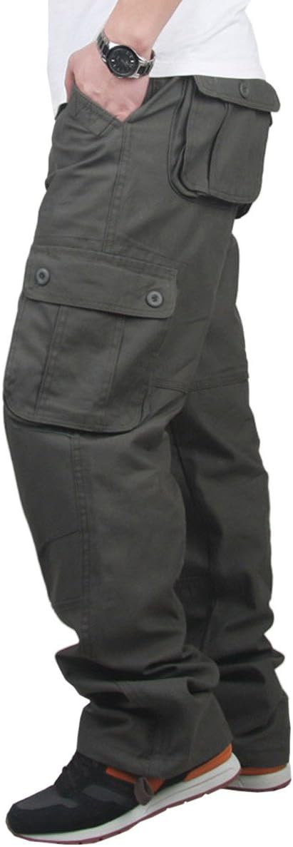 YOMAT Men's Cotton Loose Fit Cargo Workwear Pant Relaxed Fit Trousers