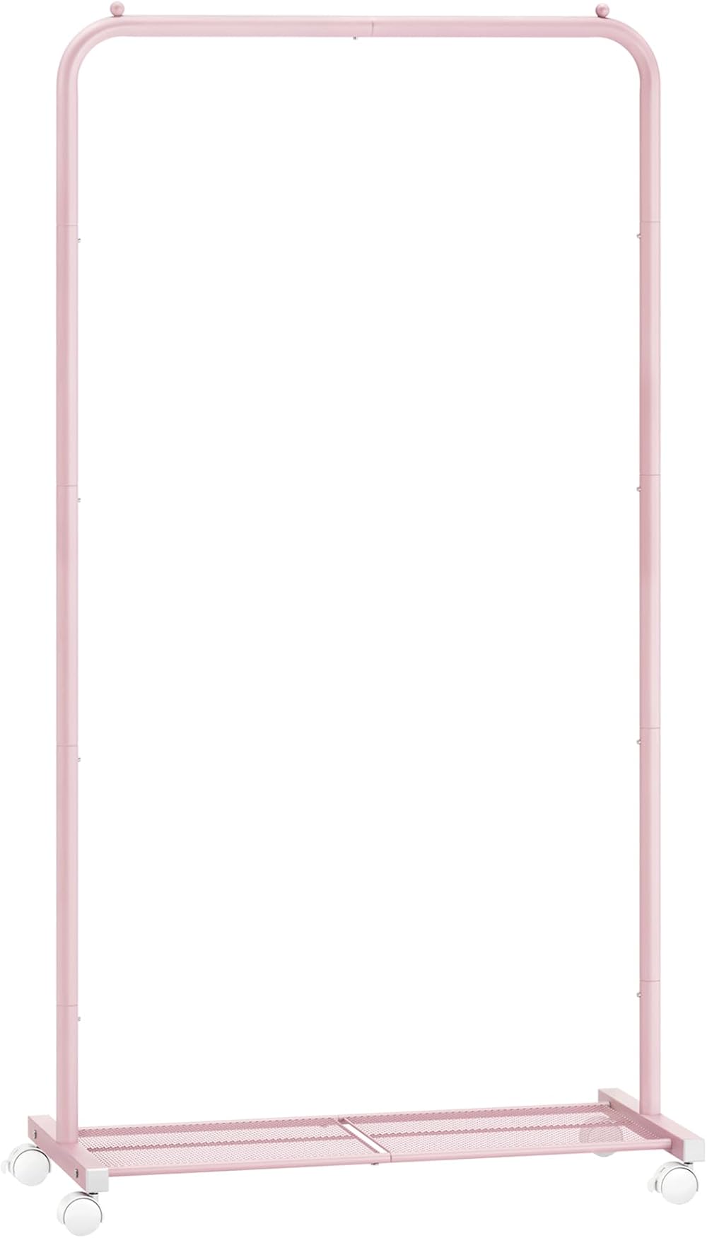 SONGMICS Clothes Rack on Wheels 74 cm Long with Storage Shelf Jelly Pink