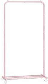 SONGMICS Clothes Rack on Wheels 74 cm Long with Storage Shelf Jelly Pink