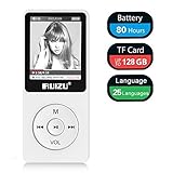 Mp3 Player, RUIZU X02 Ultra Slim Music Player with FM Radio, Voice Recorder, Video Play, Text Reading, 80 Hours Playback and Expandable Up to 128 GB (White)