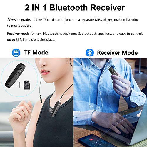 Wireless Bluetooth Receiver V4.1, Portable Hands-Free Bluetooth Car Kits 3.5mm Mini Aux Audio Jack Adapter Support TF Card for Car/Home Audio Stereo Music Streaming Sound System Headphone Speaker