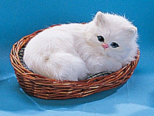 Cat Kitty Lying In Basket Collectible Decoration Kitten Cute Handmade