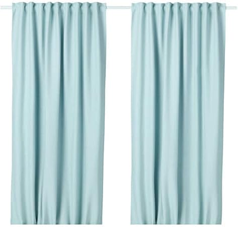 Ikea Vilborg Curtains 1 Pair White Turquoise 2 Pack 304 234 18