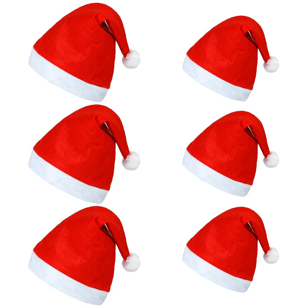 Santa Hats for Adults and Children, 6 Pcs Christmas Hats, Novelty Christmas Party Hats, Traditional Red and White for Christmas New Year Festive Party Supplies Fancy Dress Costume