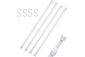 DEELF OUTLET 4 Packs Small Tension Rods 16 to 28 inch Spring Adjustable Bars for Camper RV Refrigerator, Kitchen Windows, Cupboard Utensils, Closet, and Cabinet, White