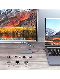 USB C Hub, 7-in-1 Type C Hub Adapter with 4K HDMI, Ethernet Port, 2 USB 3.0 Ports, SD Micro Card Reader, USB-C Power Delivery,Portable for MacBook Pro Air and More USB C Devices