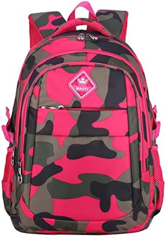 Elementary School Boys Girls Book Bag Kids Schoolbag Camo Backpack Large Red