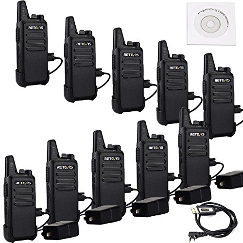 Retevis-RT22-Two-Way-Radio-16-CH-VOX-400-480MHz-CTCSSDCS-Rechargeable-Walkie-Talkies10-Pack-and-Programming-Cable