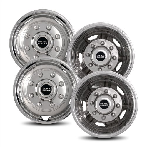 Pacific Dualies 30-1708 17" Polished Stainless Steel Wheel Simulator Kit with 8 Lug and 5 Vent Hole for Chevy 2011-2017 GMC 3500 Truck