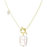 Bellitia Jewelry 925 Sterling Silver Freshwater Cultured Pearl Baroque Style OT Pendant Necklace Clavicle Necklace for Women