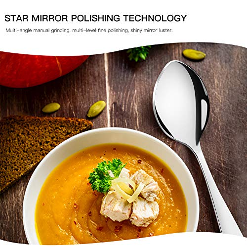 Serving Spoons Buffet, Elegant Life Stainless Steel Serving Utensil, Solid Spoons for Large Buffet Banquet Flatware Kitchen Basics Serving Spoon Tablespoons Set of 6, 9.8 Inch - Thumbnail 2
