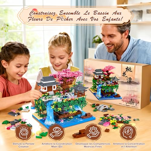 Charmofun 3320pcs Mini Building Blocks, DIY Model with LED Light, Creative STEM Toys Model Architecture Set Garden Plants, Micro Blocks Christmas Gift for Children Adults